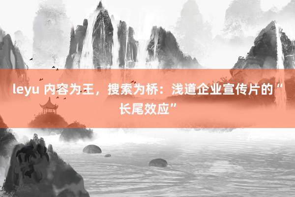 leyu 内容为王，搜索为桥：浅道企业宣传片的“长尾效应”