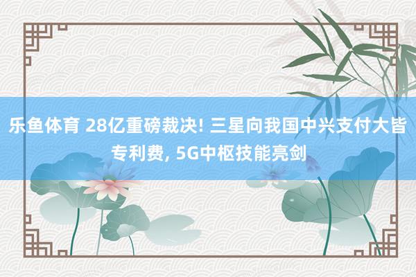 乐鱼体育 28亿重磅裁决! 三星向我国中兴支付大皆专利费， 5G中枢技能亮剑